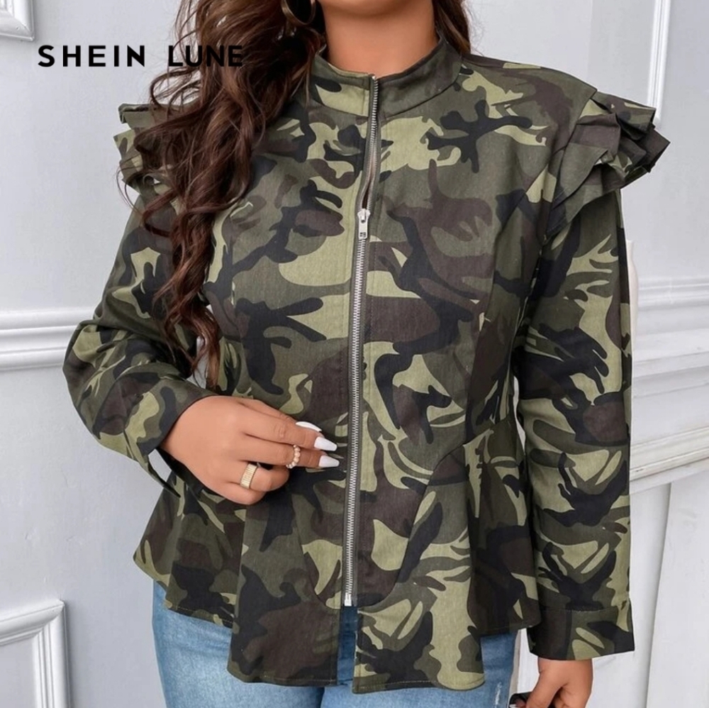 Shein Women's Camouflage Zip Front Jacket NWOT